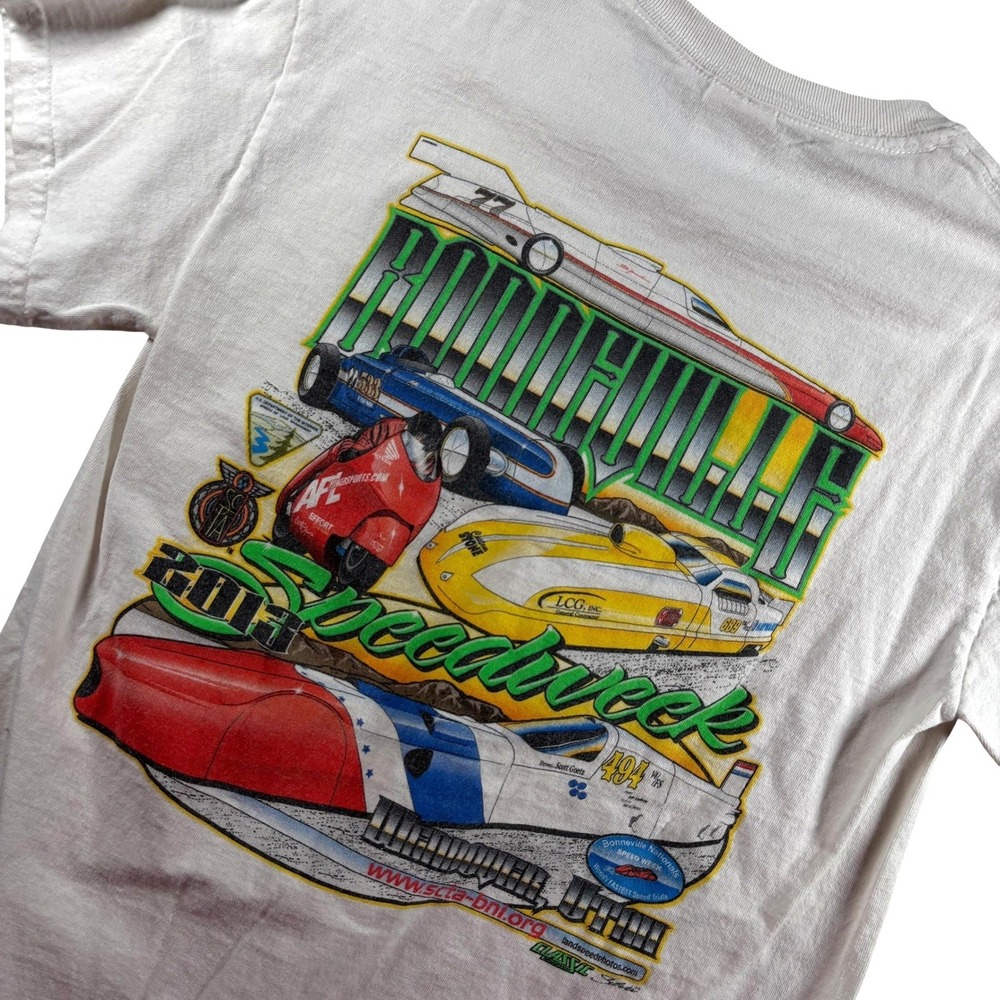 Bonneville Speedweek 2013 Racing Graphic T-Shirt Mens Sz S White Streetwear